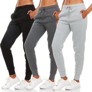 3 Pack Women's Fleece Joggers - Cozy & Comfortable Sweatpants in Plus Sizes